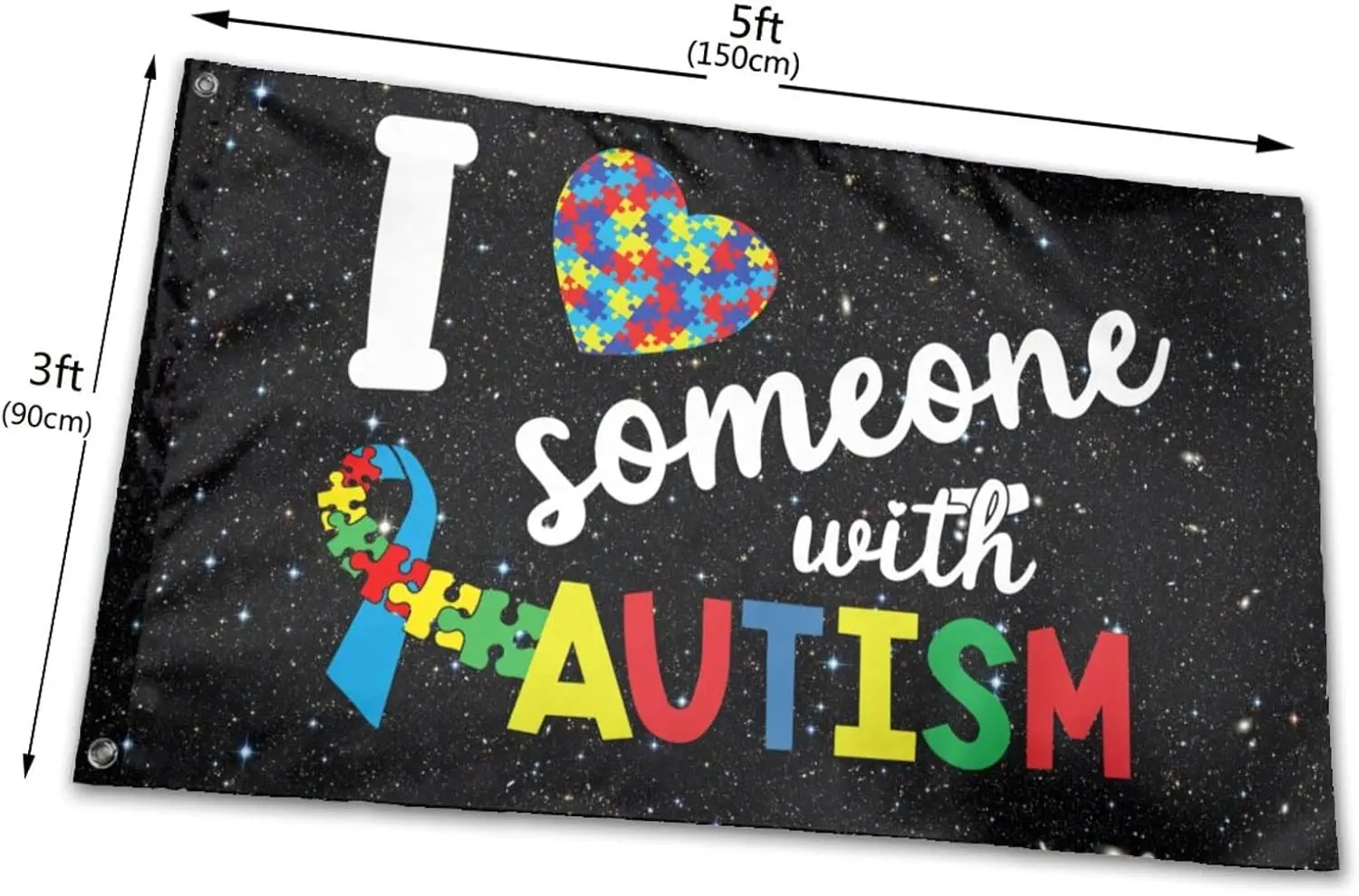 Flagicts 100% Polyester I Love Someone With Autism Flag