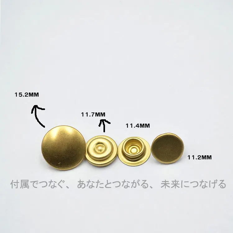 10 Stück Doppelstift-Vier-in-Eins-Schnalle, japanische YKK-Schnalle, große weiße Feder, Retro-Gold, 15 mm, für Jacken – Detail 5