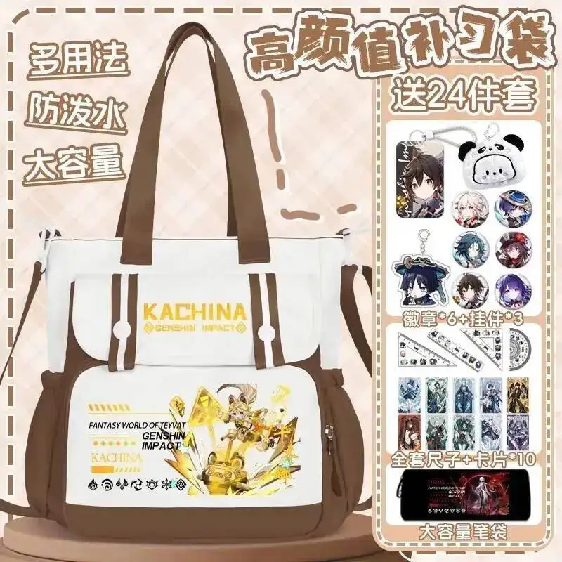 

Аниме-игра GS Impact Cos Kachina Clorinde Muxta Lan Yan и т. д. 2025 унисекс, повседневная контрастная сумка для поездок на работу, подарок