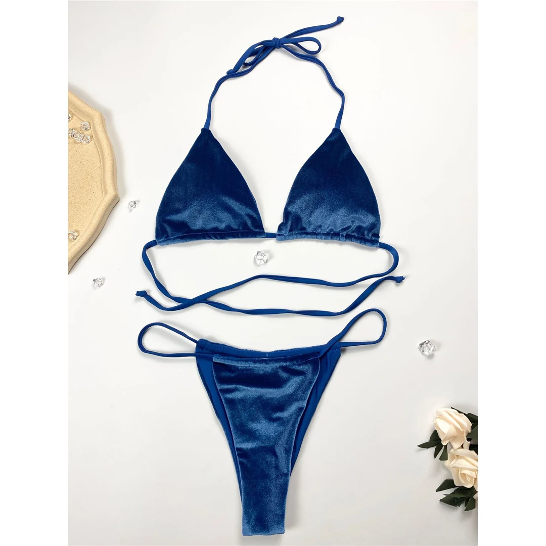 17 Farben, Neckholder, hoher Beinausschnitt, gepolstert, zweiteiliger Bikini, Damen-Bikini, Badeanzug, Damen-Badebekleidung, Bather, Schwimmbekleidung V5974 – Detail 35