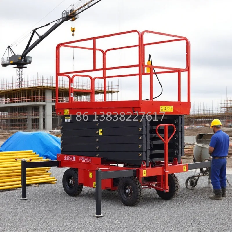Corrosion-resistant Solid Rubber Tires 4m-16m Manual Scissor Lift Durable Large Load Capacity for Aerial Work