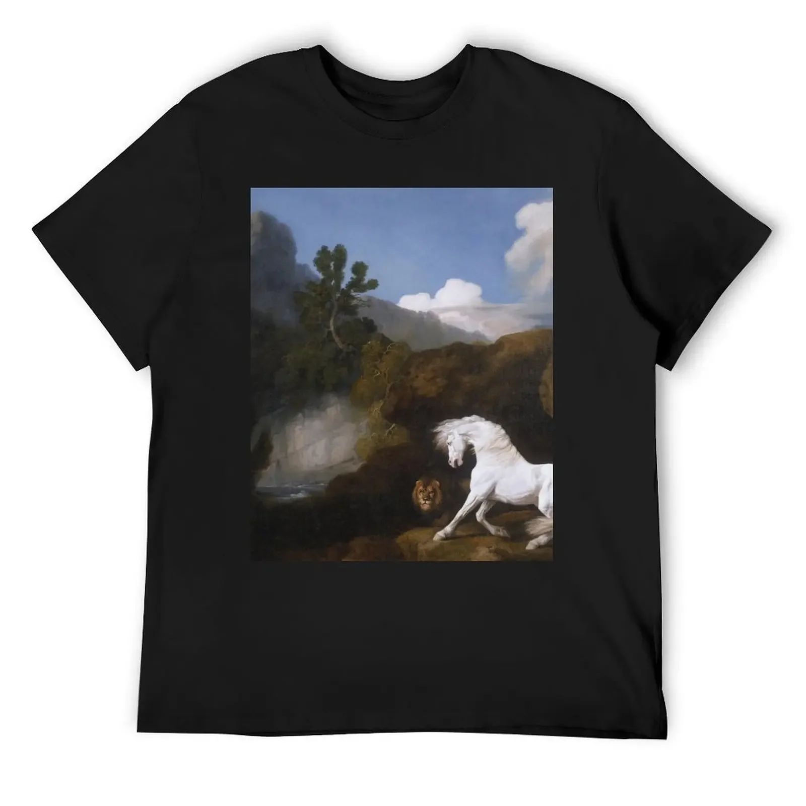 

George Stubbs - Horse Frightened By A Lion 1770 T-Shirt animal prinfor boys Short sleeve tee quick drying Men's t-shirt