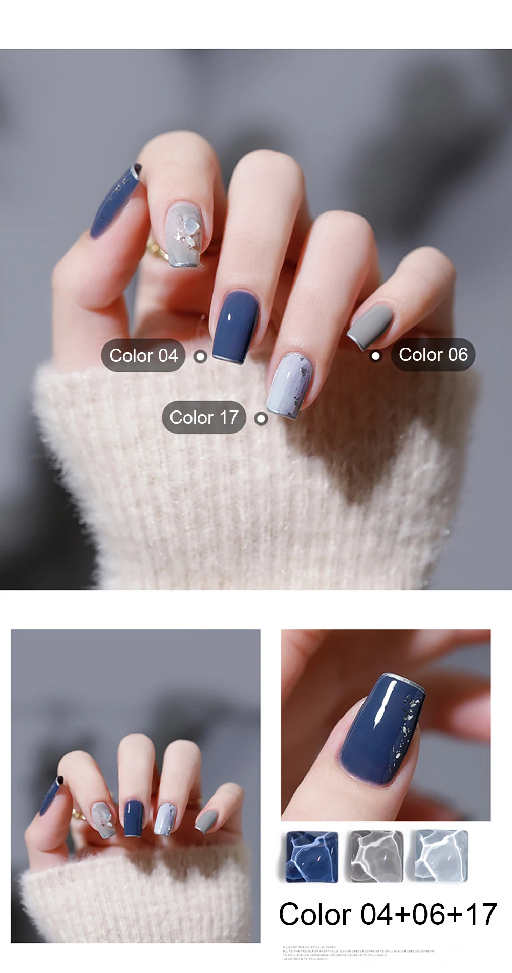 Vendeeni 18 Farben Blau-Grau Gel-Nagellack Semi-Permanent UV LED Soak-Off Gel-Lack Reine Kühle Farben Gel-Lack für Nagelkunst – Detail 10