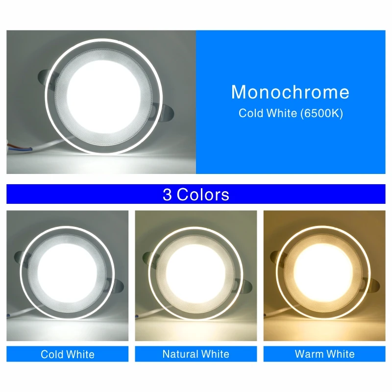 Lámpara LED descendente de 6W, foco empotrado de 220V, Panel de luz redondo, 3 colores, iluminación interior cambiable, 10 unids/lote