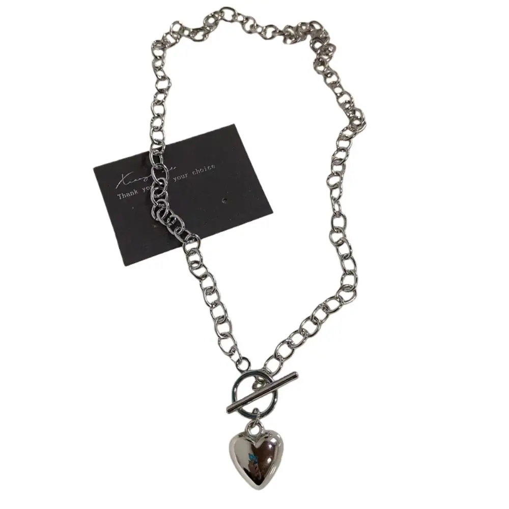 Halloween Black Heart Punk Rock Necklace Zinc Alloy Street Vintage 90s Y2K Necklace Sweater Chain Cool Cross Pendant Men Women