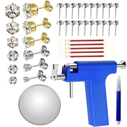 Professional Ear Piercing Gun with 16 Pairs Earrings Stud and 5pcs Disinfectant Cotton Swabs for Home Use Ear Piercing Kit