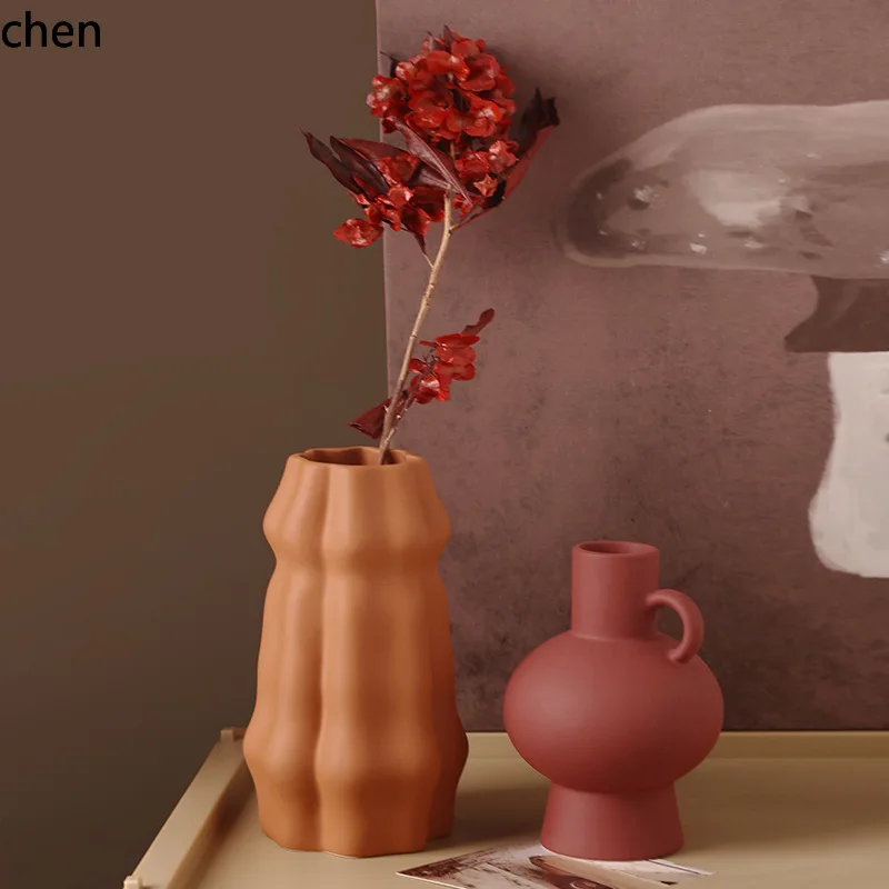 YFY Ceramic Vase - High-end Decorative Ornament for Living Room and Entryway, Suitable for Arranging Fresh or Dried Flowers