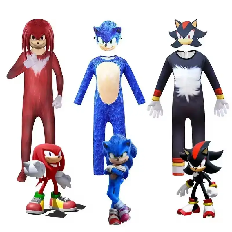 New Sonic Costume Halloween Cos Knuckles Miles Prower Shadow The Hedgehog Costume Theme Party Cosplay Suit Kids Dress Up Set Toy