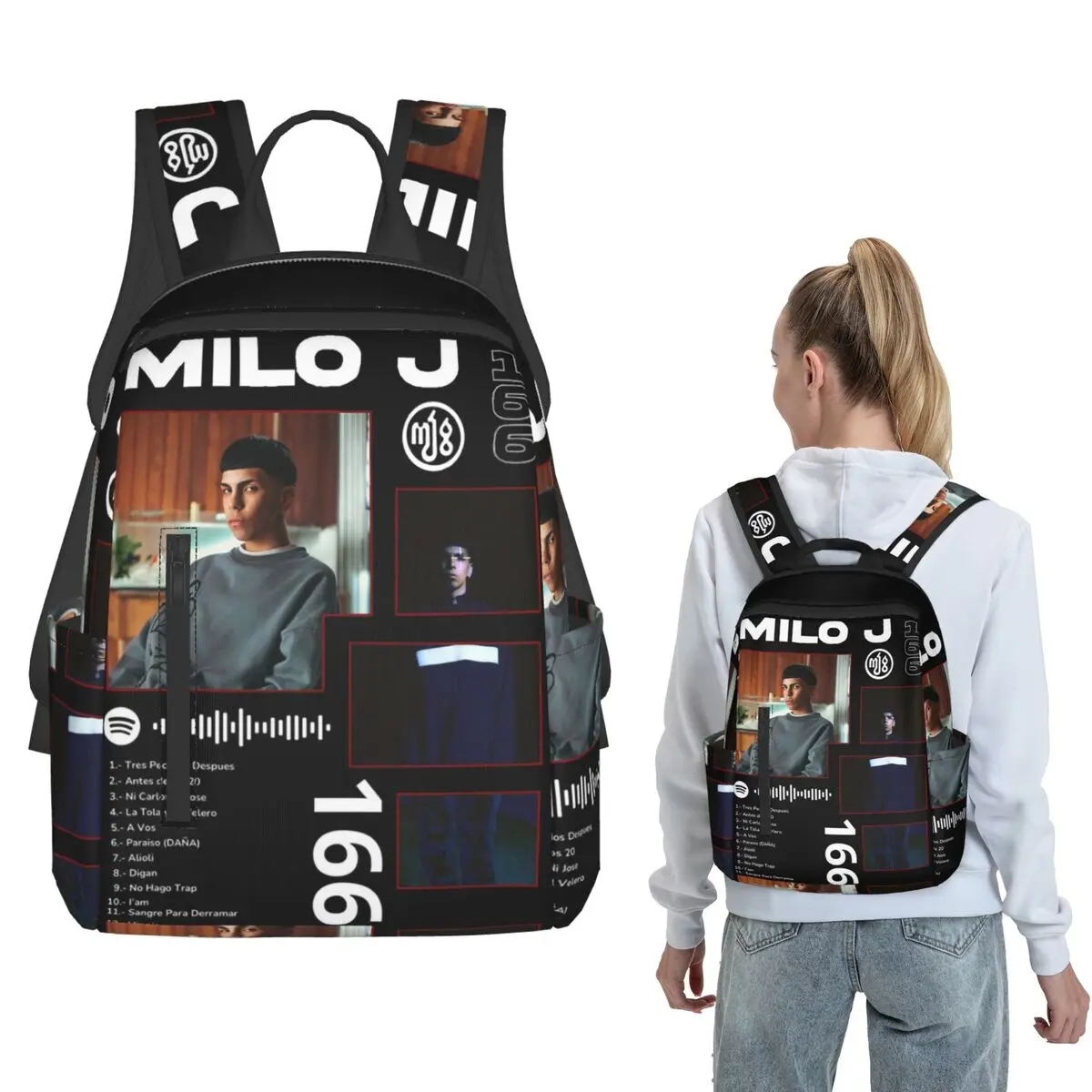 Rapper Milo J 166 Album Deluxe (18) Backpack Daypack Boys Girls BookBag School Bag Shoulder Bags for Men Women