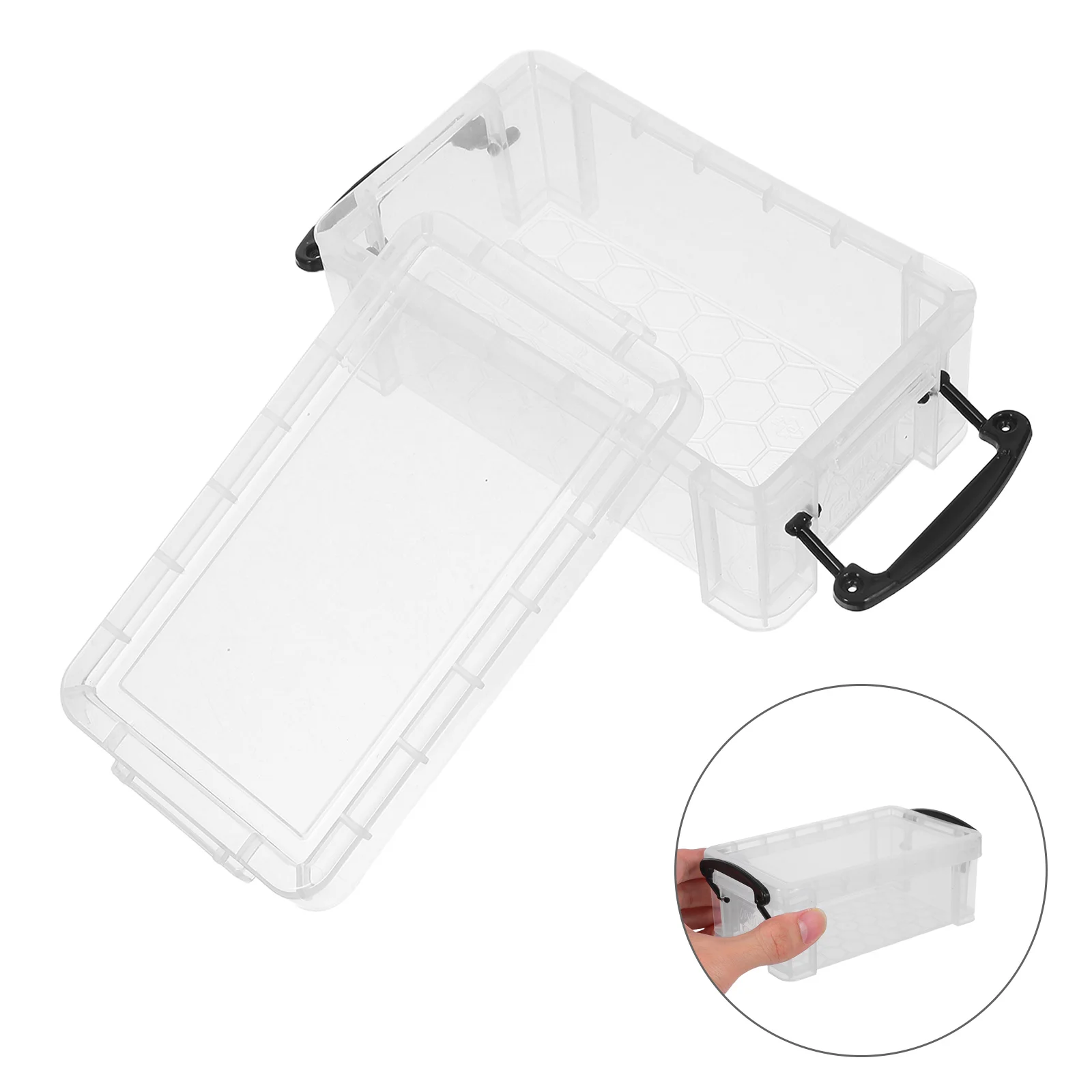 

2Pcs Clear Plastic Storage Box Mini Stackable Organizer with Lid for Desk Craft Small Containers Stationery Stackable Bins