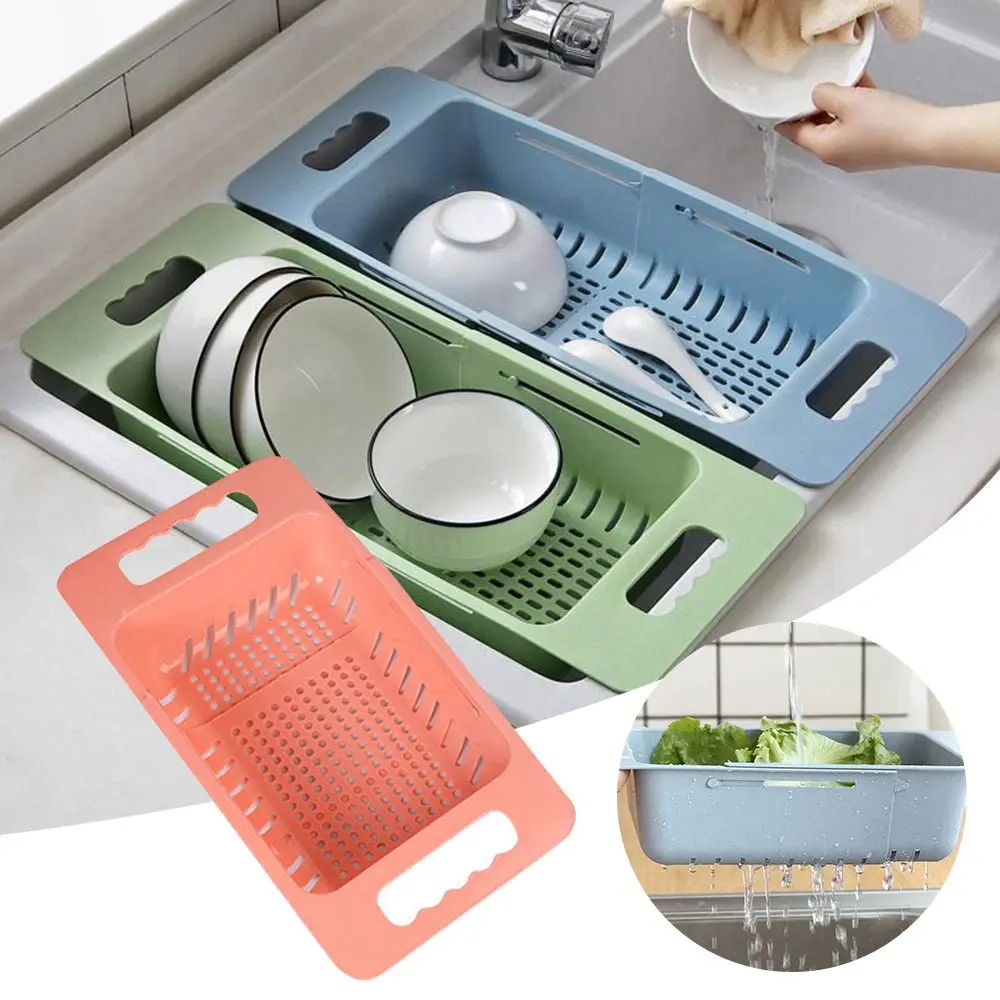 Kitchen Retractable Sink Drain Rack Drain Basket Dish Shelf Multi-functional Vegetable Fruits Wash Basin Filter Basket