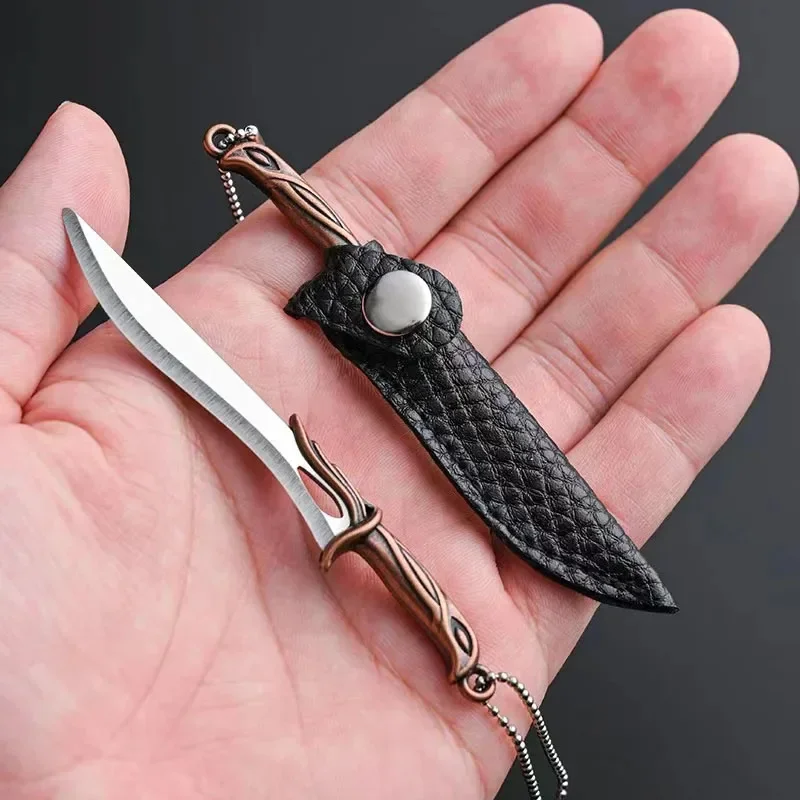 NEW Mini Stainless Steel EDC Knife Portable Outdoor Camping Unboxing Keychain Knife with Leather Case Holiday Gift