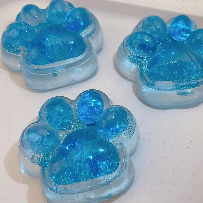 Blue Cute Cat Paw Pinch Decompression Toy Slow Rebound Stress Relief Cat Claw Squishy Fidget Toy Reduce Stress Squeeze Toy