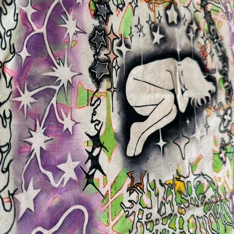 เสื้อครอปพิมพ์ลายกราฟิกสไตล์พังก์ Y2K วินเทจ กอธิค แกรมจ์ เบบี้ที เสื้อครอปทรงคอร์เซ็ทสำหรับผู้หญิง สไตล์อีโม