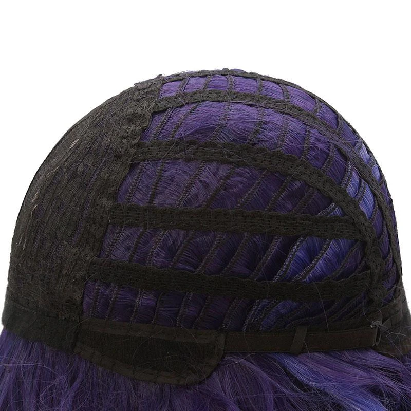 L-e-mail peruca de cabelo sintético genshin impacto raiden shogun cosplay peruca semanal chefe baal cosplay 110cm roxo resistente ao calor perucas