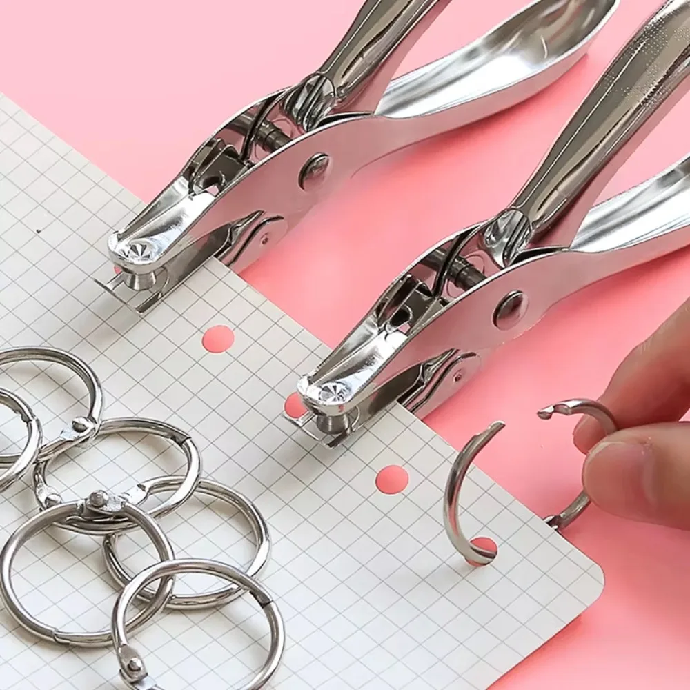 ManualMetal Single Hole Punch Paper Puncher Small Round Hole for Student Stationery Document Binding Flipbook Card Crafts Office
