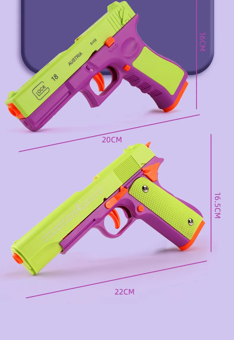 Toy Gun Shell Ejected Soft Bullet Pistol Manual with Bullets Multi Color Desert Eagle Blaster for Adults Kids Boys  M1911