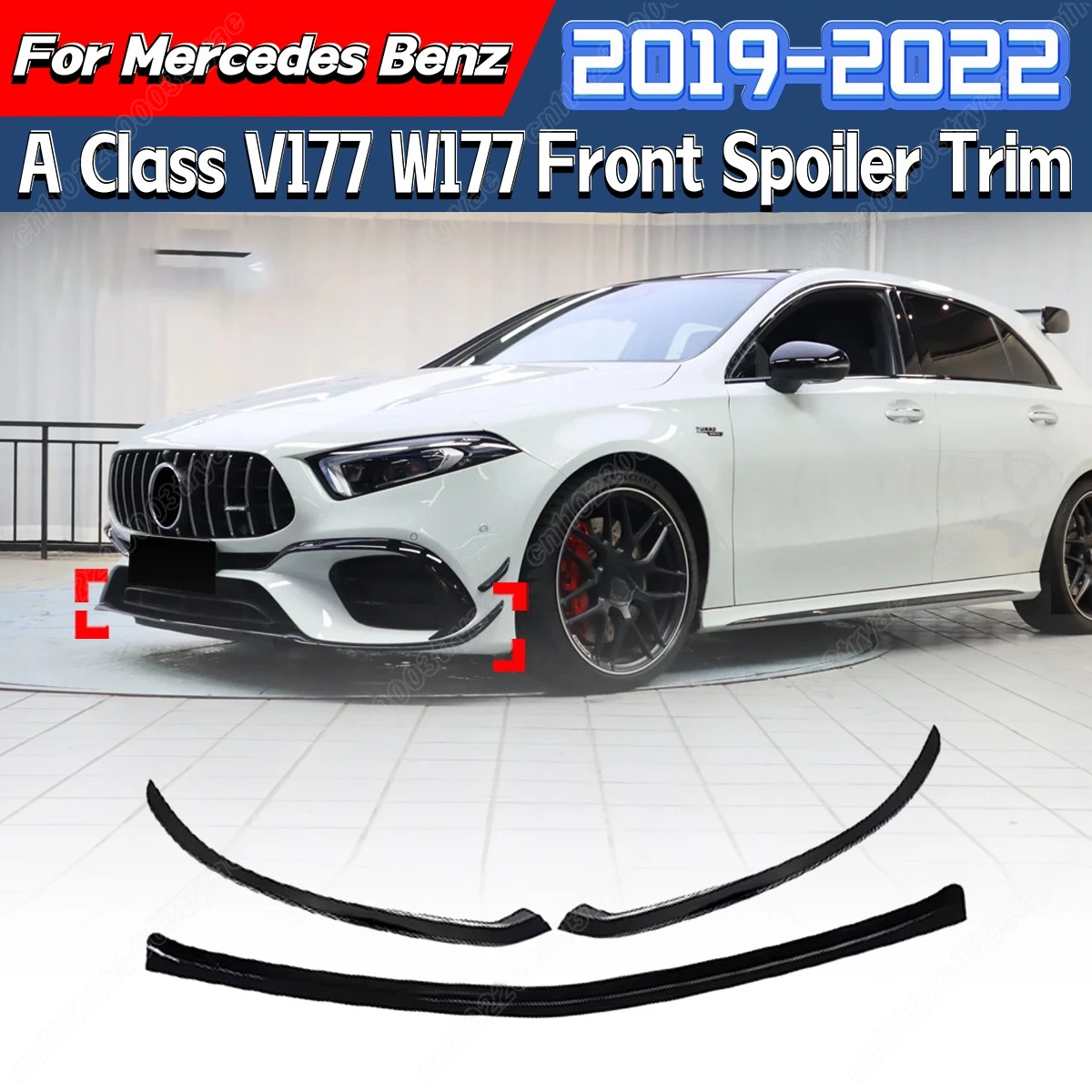 

For Mercedes-benz AMG A Class V177 W177 A180 A200 A220 A250 2019 2020 2021 2022 Car Front Bumper Blade Plate Splitter Body Kit