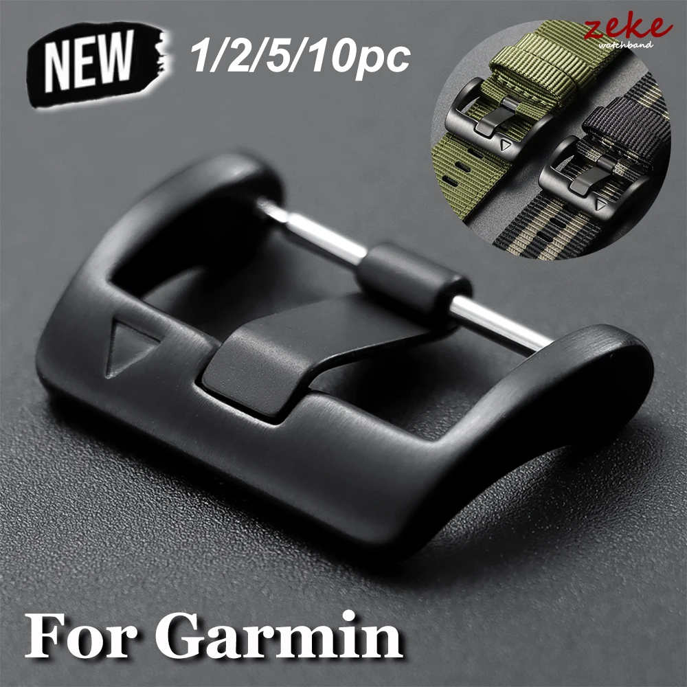 22 mm Edelstahl-Schnallenverbinder für Garmin, massives schwarzes Uhrenverschluss, Ersatz-Uhrenzubehör, Dornschließe für Männer und Frauen
