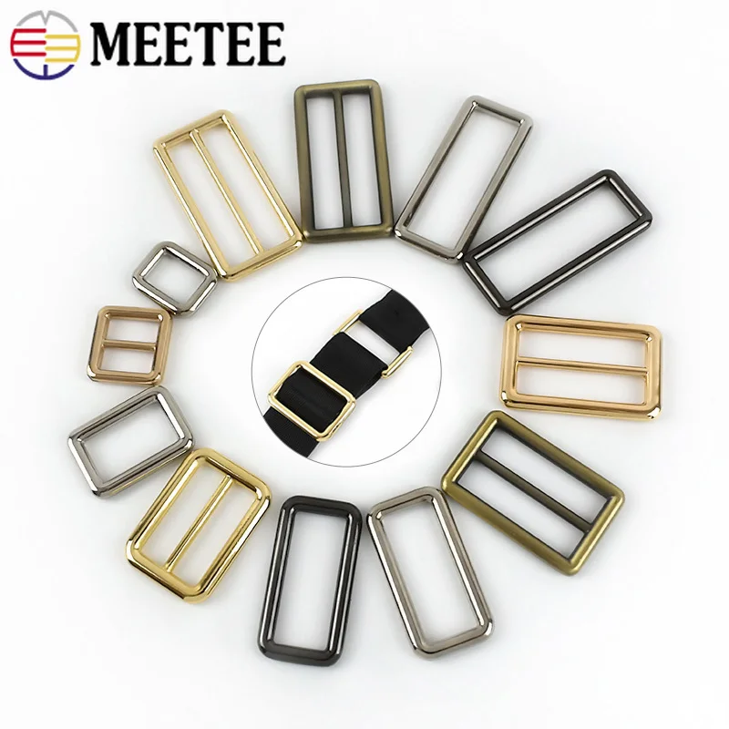 

5/10Pcs Meetee 15-50mm Metal Ring Buckles for Backpack Strap Tri-Glide Slider Buckle Adjust Clasp Hook DIY Hardware Accessories