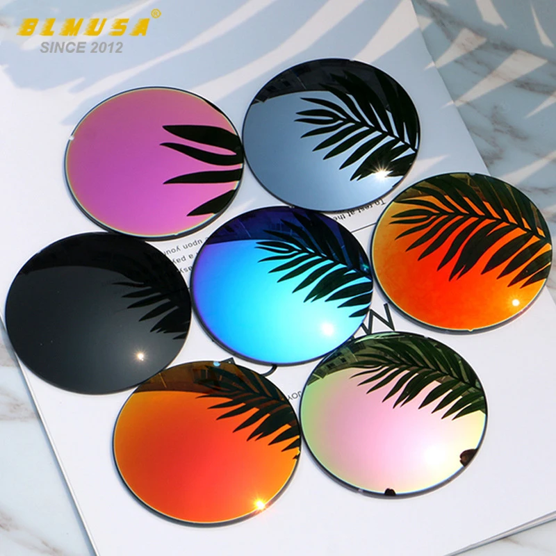 BLMUSA Polarized Colourful Mirror Lens Black Brown Yellow Series 1.56 1.61 1.67 Myopia Hyperopia Prescription Sunglasses Lenses