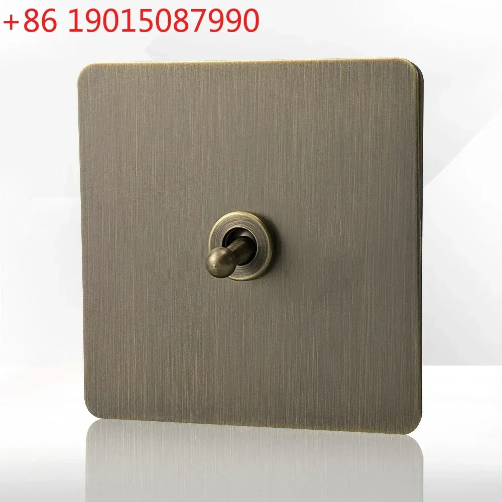 Retro Eu Metal Panel Wall Toggle Light Switch Socket,Bronzed Antique Stainless Steel German 16A Socket with USB Phone Charging