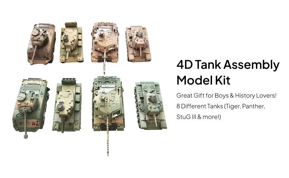 

8Pcs 1/72 Tank Model Educational Toys Armored Vehicle Tank Model Puzzle Simulation Playset 1/72 Tank Toy Model for Girls Boy