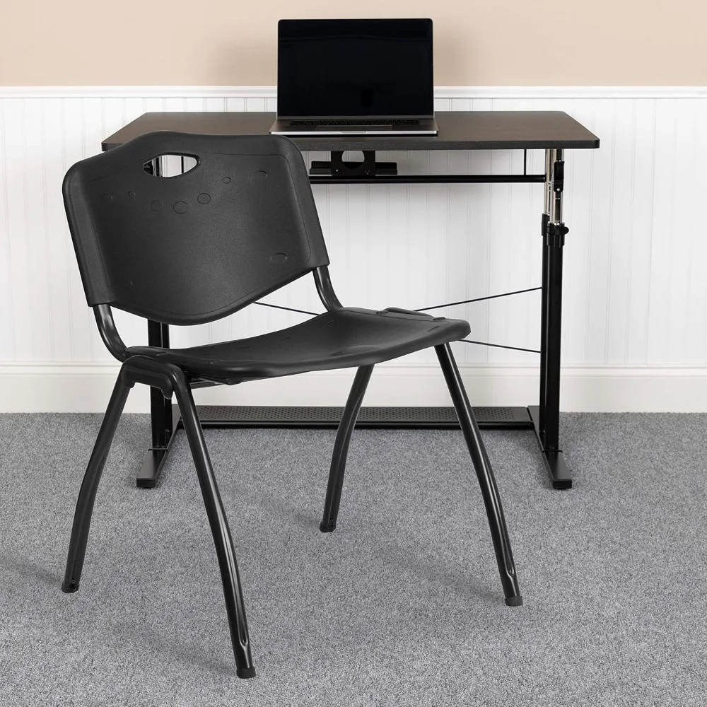 

EMMA + OLIVER 880 lb. Capacity Black Plastic Stack Office Side Chair