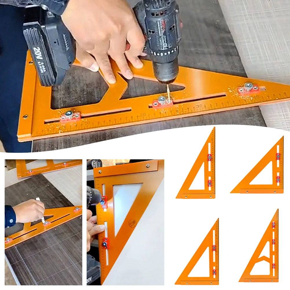 2 In 1 Woodworking Triangles Ruler,Portable Triangles Ruler With Positioning Slide,Universal Measuring Marking Tool For DIY Craf