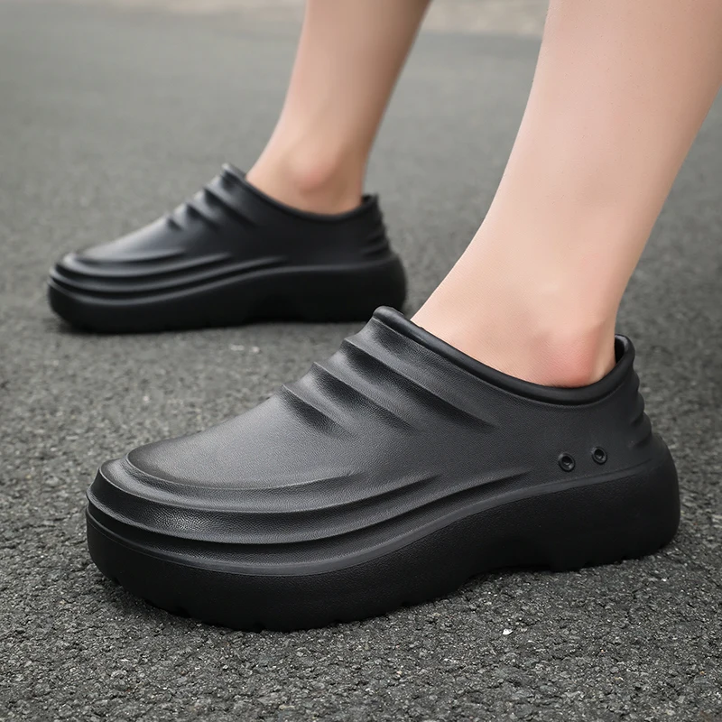 EVA Chef Shoes Men Non Slip Oil Proof Waterproof Restaurant Kitchen Working Shoes Garden Shoes Soft Rubber Sandals Size 36-45