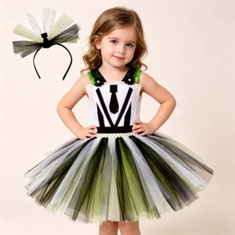 

Exquisite European and American Style Halloween Dress for Girls, Tulle Puffy Skirt, Kids' Festival Performance Stage Clothes