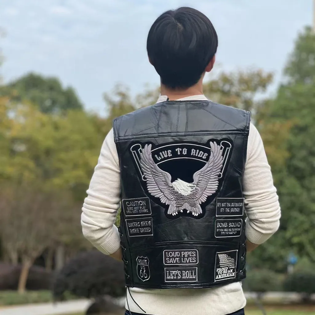 Men's Casual Sleeveless Vest Denim Motorcycle Waistcoat Button Streetwear Layered Top Daily Party Travel Outfit MA200