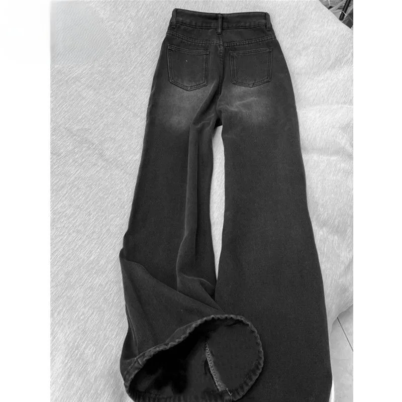 

Джинсы Bootcut женские в стиле панк женские спортивные с высокой посадкой в центре альтернативные ребристые расслабленные хвосты женские коллажи со складками красочные все вибрации