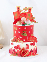 Happy Birthday Cake Topper Grandparents Birthday Peach Healthy and Happy Chinese Old Man Wedding Anniversary Cake Decoration