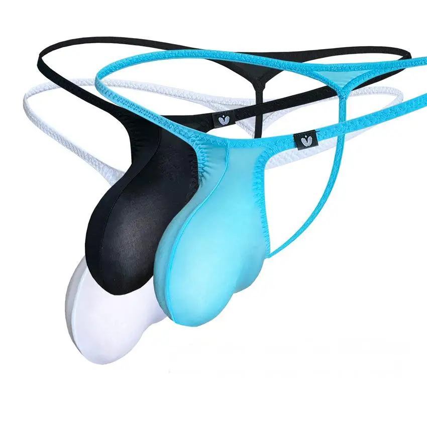 

Men's Low-Rise Thong T-Style Underwear with Large Pouch Sexy Ice Silk Material Comfortable Breathable