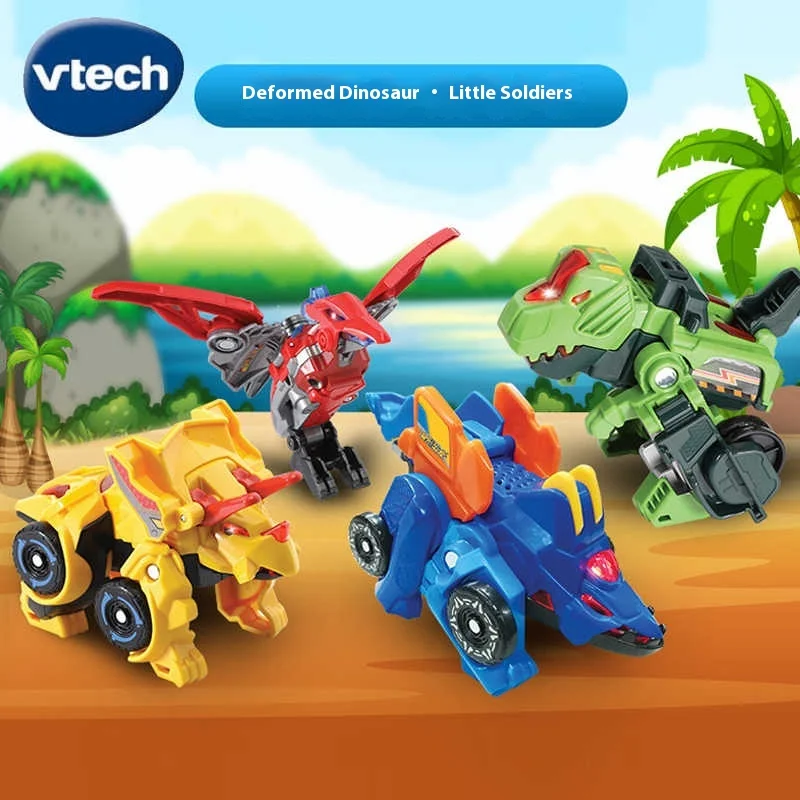 Vtech Transforming Dinosaurs Shenbing Kids Series Triangle Dragon Sword Dragon Boy Car Transformation Toy Figure Model Gift