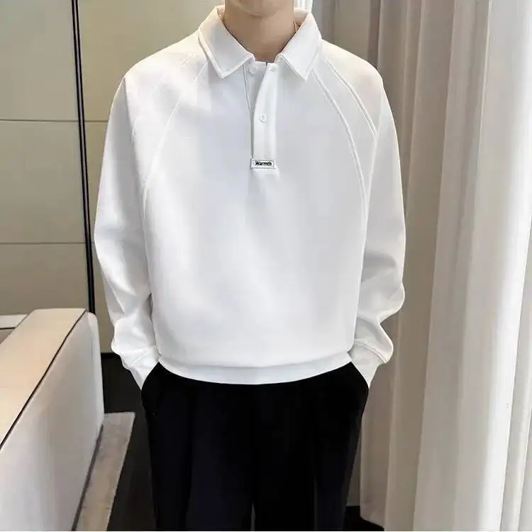 

Casual Loose Hoodie Polo Shirt Turn-Down Collar American Style Spring Autumn Fashion Lightweight Luxury Men's Top