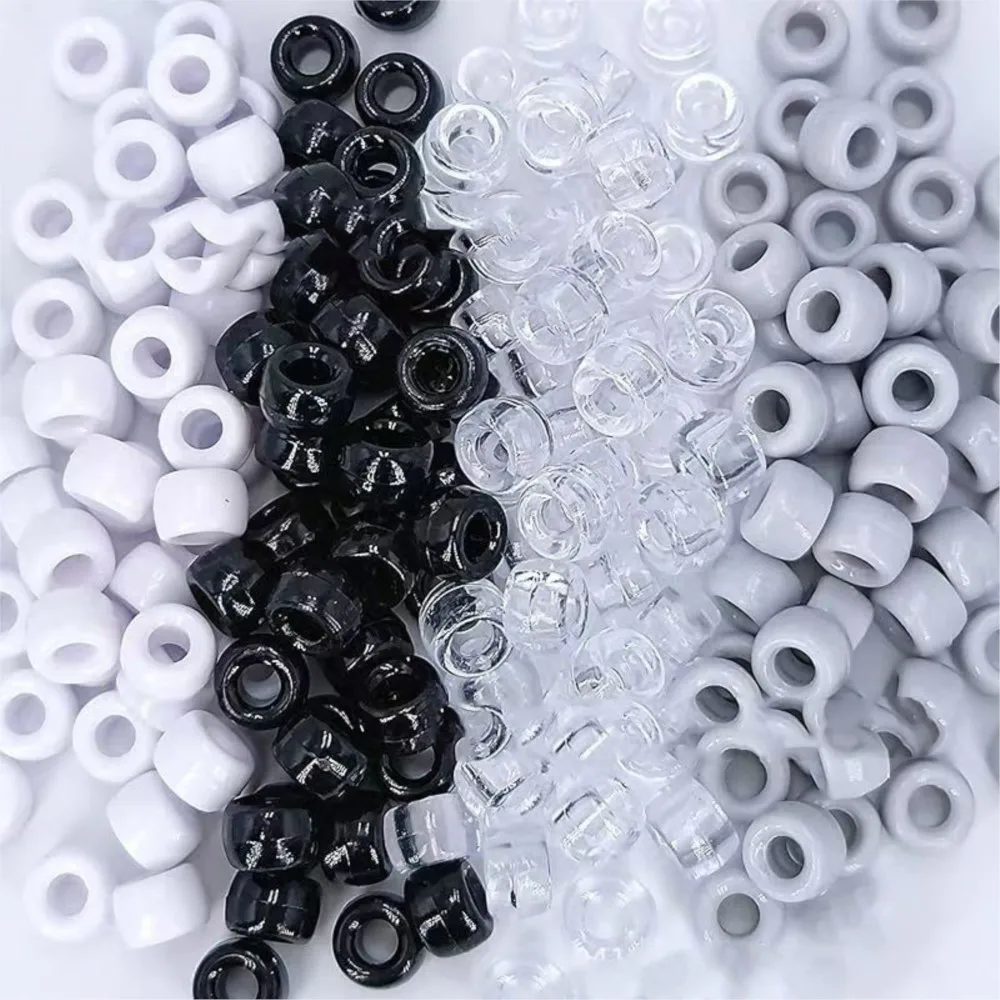 100Pcs Plastic Mixed Large Hole Pony Beads For DIY Bracelets Necklaces Anklets Earrings Hair Beads Jewelry Making Accessories