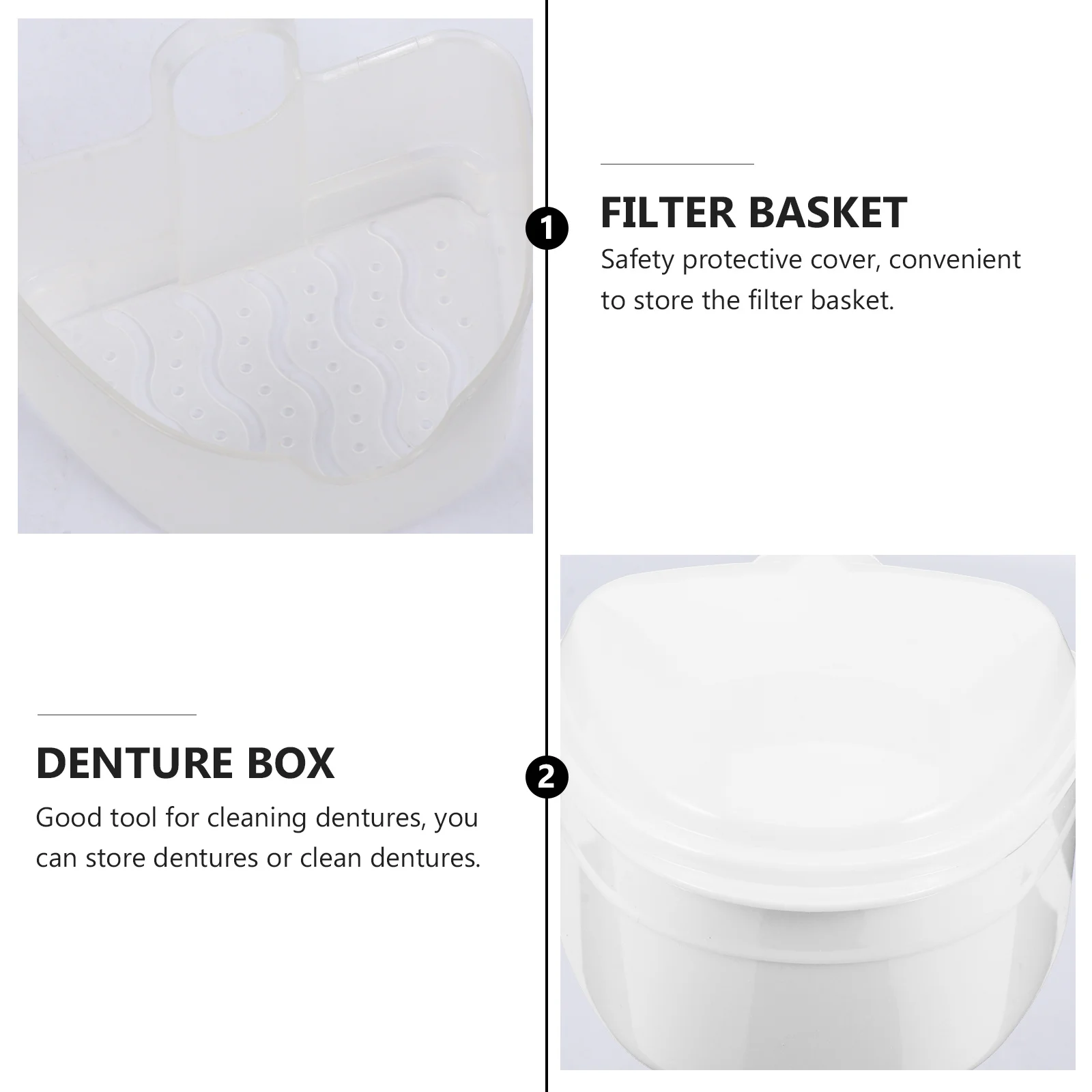 

Denture Storage Case with Brush Portable Denture Bath Soaking Container for Travel Camping Business Trip Safety Protective Cover