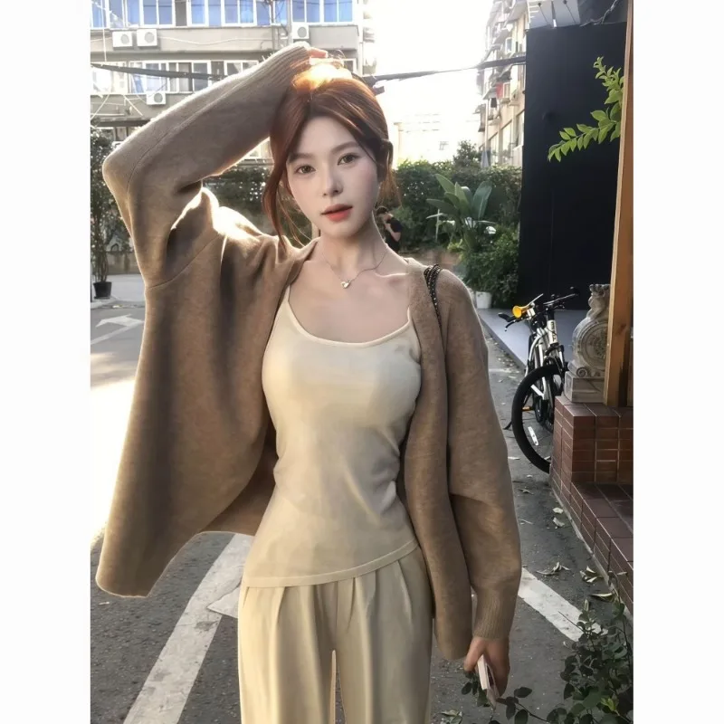 Women Lazy and Relaxed Korean Sweater Jacket Knitted Cardigan Women's 2025 Spring and Autumn New Loose and Gentle Wind Top