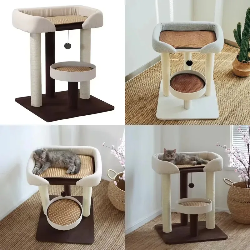 Large Integrated Cat Tree with Sisal Scratching Board Climbing Tower House for Maine Coon Cats