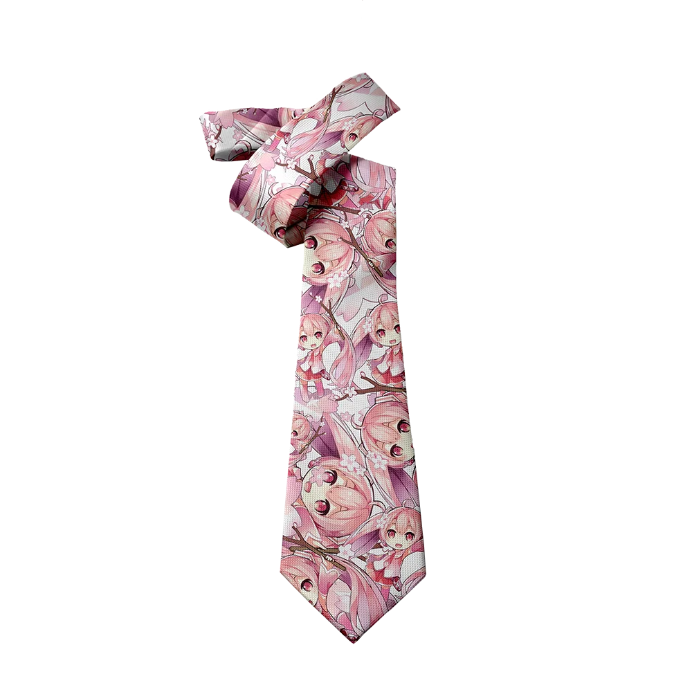 Cartoon girl printed tie Cosplay accessories 8cm wide men and women party wedding gift set narrow tie Japanese style