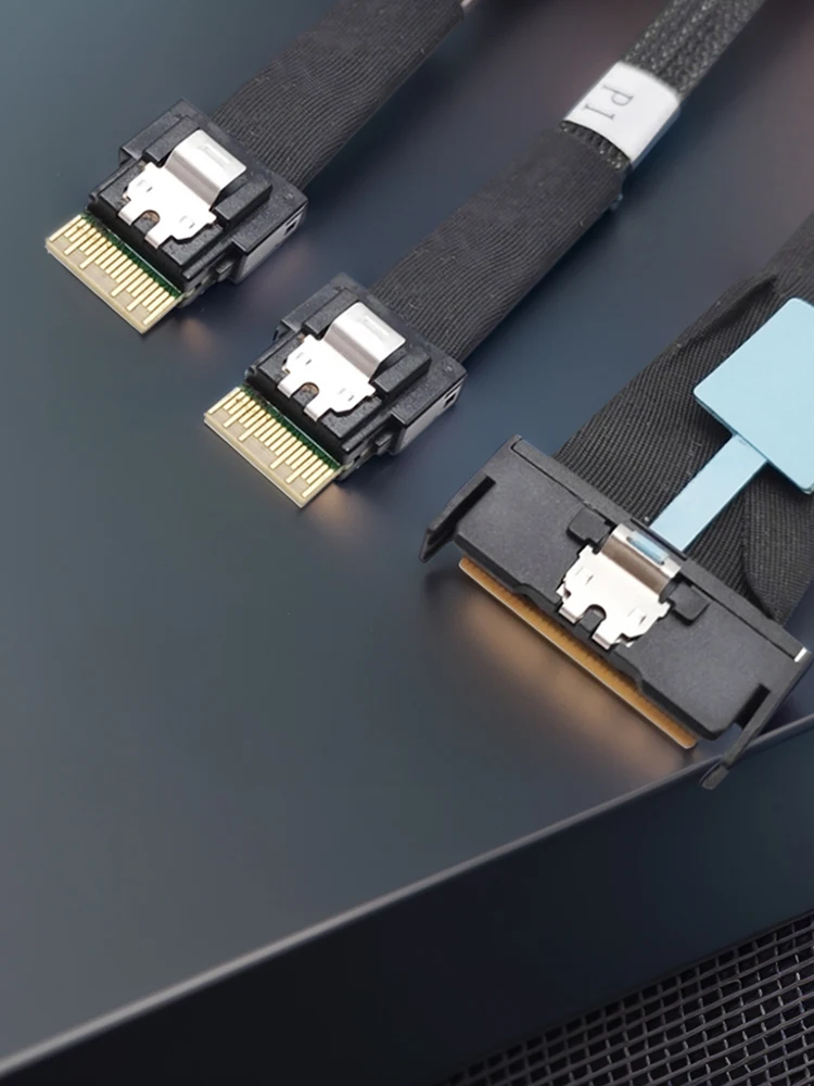 

Кабель MCIO 8i Slimline SAS на два разъема SFF-8654 4i, высокоскоростной адаптер PCIE5.0 для сервера, 50 см, соединительный кабель, адаптер для сервера