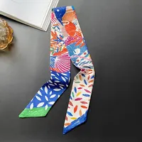 Green Long Strip Small Silk Scarf Female Thin Strip Streamer Tied Hair Tied Bag Decorative Souvenir Ribbon Luxury