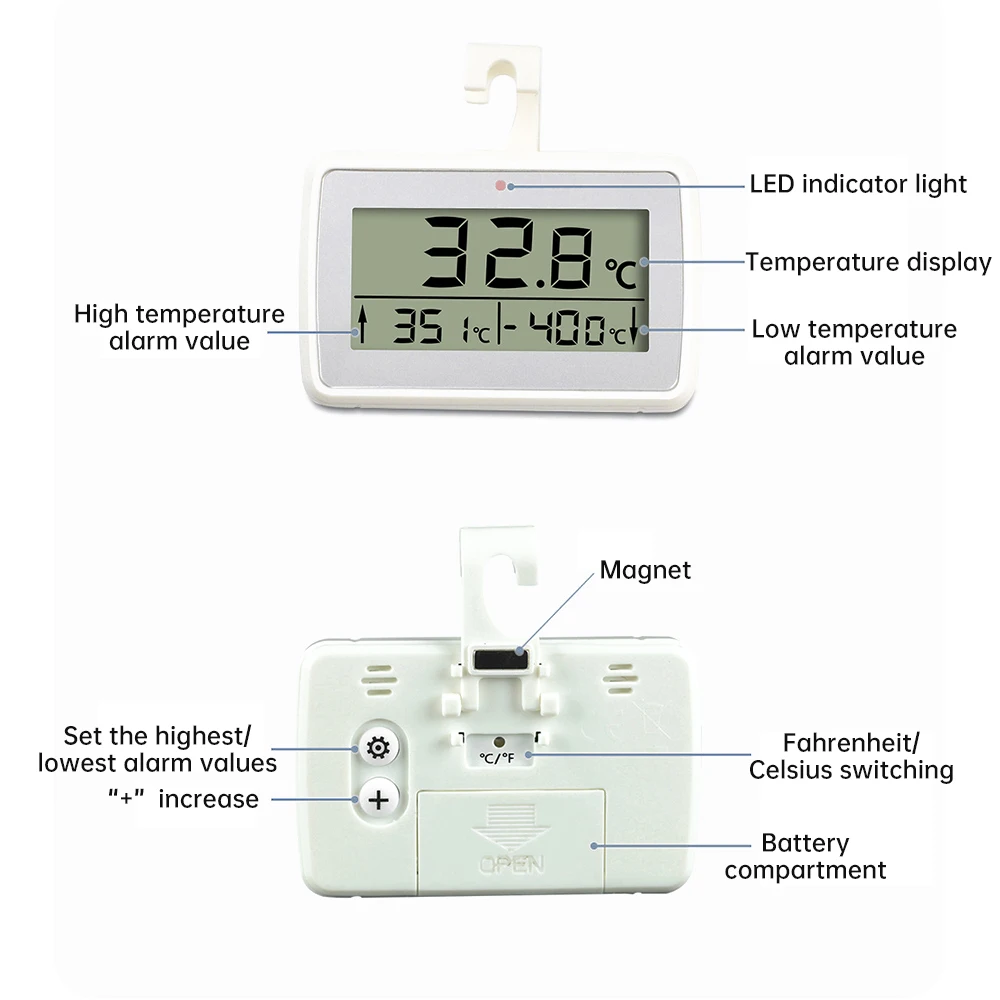 Hanging Household Mini Digital Electronic Fridge Frost Freezer Room LCD Refrigerator Thermometer Meter With Hook -40℃~70℃