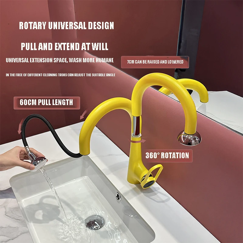 New Fashionable Household Dual-Function Basin Pull-Out Hot And Cold Water Faucet