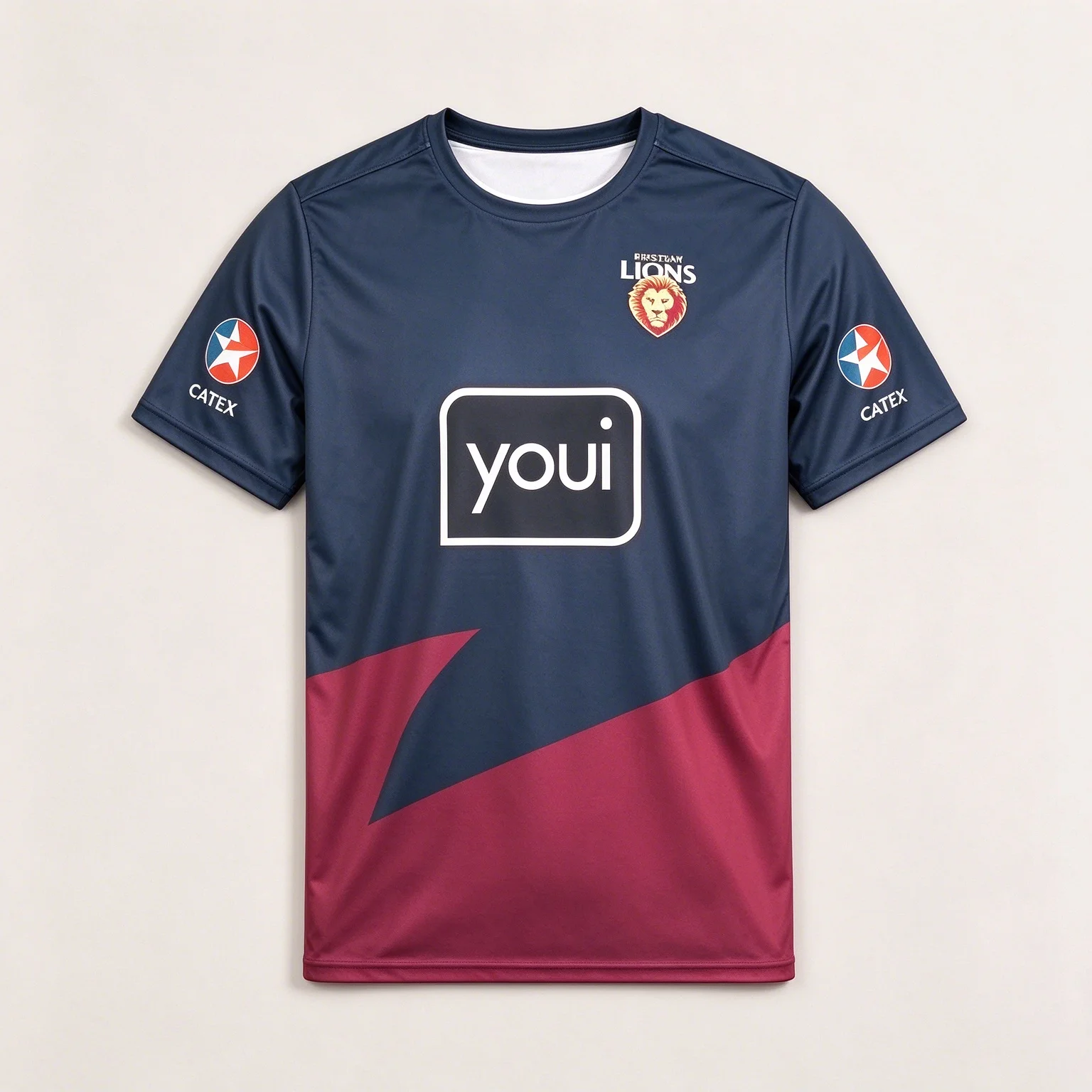 Mens Brisbane Lions AFL Jersey Navy Maroon Training Football Shirt Quick Dry Fan Sportswear