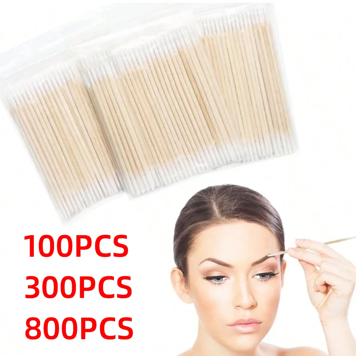 

100pcs 300pcs Cotton Swabs Fine Headed Cotton Swabs Disposable Single Headed Cotton Swabs Ultra-Fine Small Headed Wooden Swabs