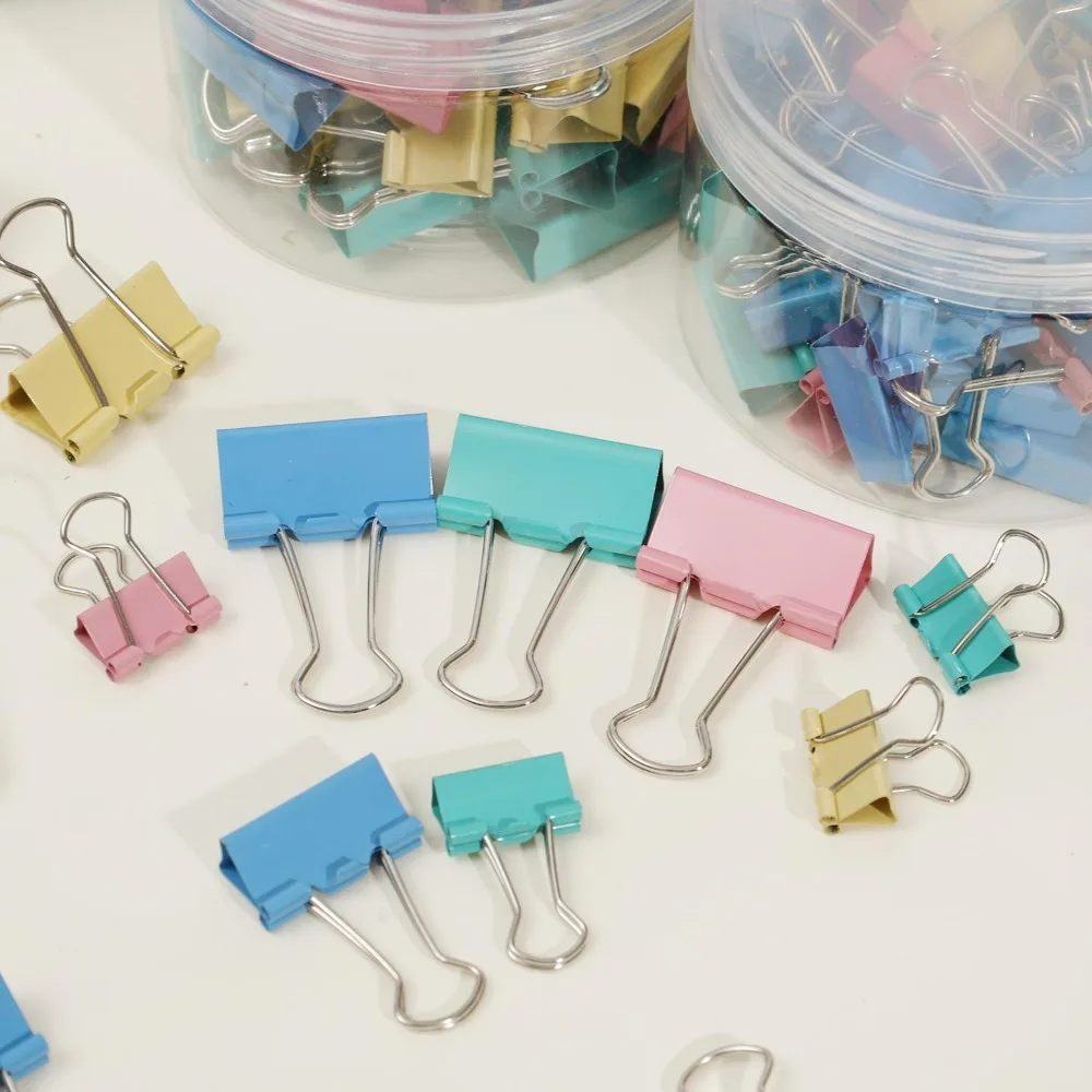 96Pcs Mixed Color Long Tail Clip Folders/Convenient Easy Carry/Ideal for Office Supplies Test Paper Binders 19mm / 25mm / 32mm