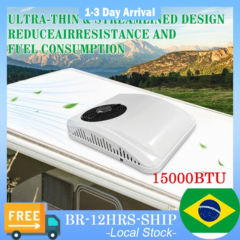 

Treeligo 12V/24V Roof-Mounted RV Air Conditioner 13500BTU AC Unit with Remote Control for Camper Van Truck Motorhome Caravan Bus